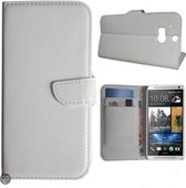 HTC One M8 Lederen Book wallet hoesje wit