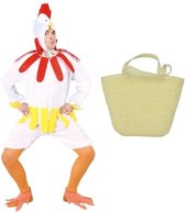 Paaskip verkleedpak maat M (48-50) met mandje voor volwassenen - Kip/haan kostuum