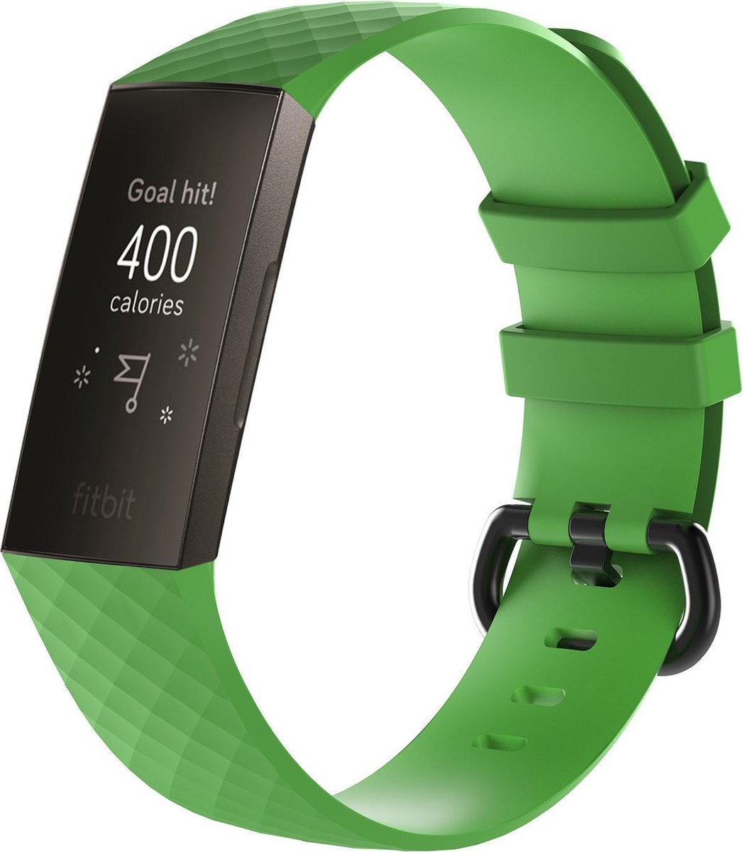 KELERINO. Siliconen bandje voor Fitbit Charge 3 Groen - Large