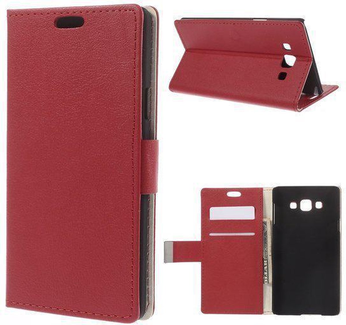 Rood agenda wallet case hoesje Samsung Galaxy A7