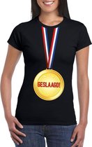Geslaagd medaille t-shirt zwart dames M
