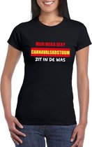 Mijn sexy carnavalskostuum zit in de was fun t-shirt dames zwart - Carnaval verkleedkleding M