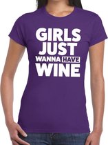 Girls just wanna have Wine tekst t-shirt paars dames 2XL