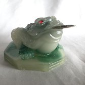 Feng Shui Bagua kikker jade look groen 6.5x7.5x5cm