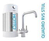 HOTTO met chromen rechte kraan Quadro, boiler 8 liter inclusief inlaatcombinatie en mengventiel