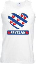 Friesland hart vlag singlet shirt/ tanktop wit heren XL