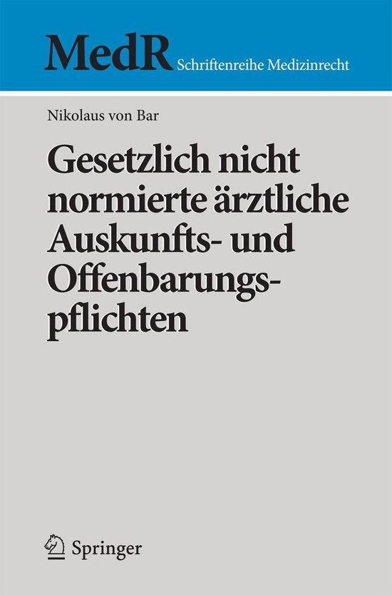 MedR Schriftenreihe Medizinrecht - Gesetzlich nicht normiert ... - cover