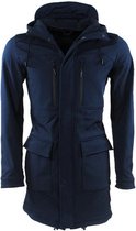 Indicode - Lange Heren Winterjas - Softshell - Capuchon - Aubin - Navy