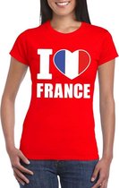 Rood I love France supporter shirt dames - Frankrijk t-shirt dames XL