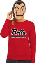 Rood Bella Ciao sweatshirt maat XL - met La Casa de Papel masker voor dames - kostuum