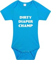 Dirty Diaper Champ tekst baby rompertje blauw jongens - Kraamcadeau - Babykleding 68 (4-6 maanden)