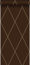 Origin Wallcoverings behang ruiten mat bruin en glanzend brons - 345717 - 53 cm x 10,05 m
