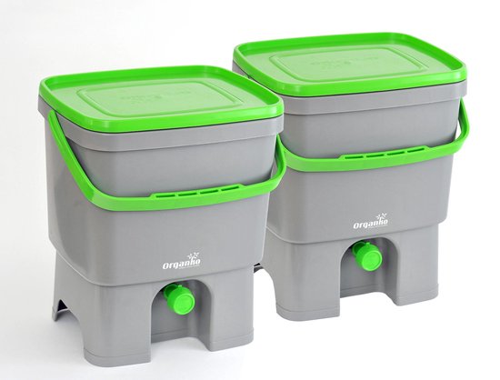 Composteur De Cuisine Bokashi Organko 1 - 2 Seaux De 16 L En Plastique Recyclé - Kit Démarrage Avec Ferment - Sans Odeur, Pour Appartement/jardin