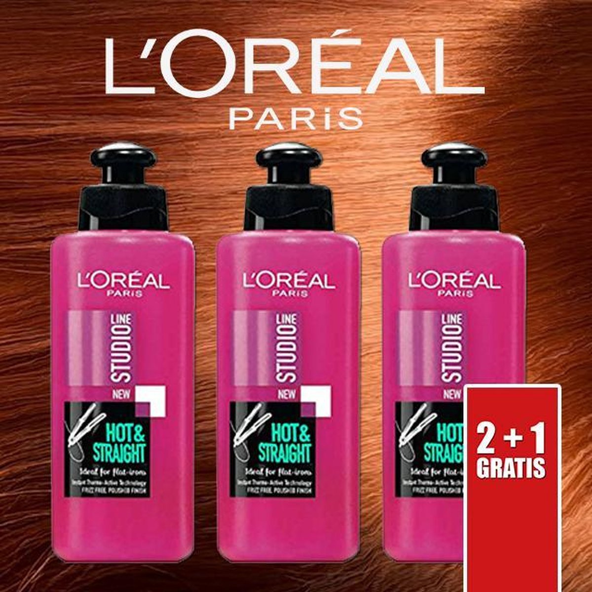 L'Oréal Paris Studio Line Hot & Straight Gladmakende Crème 200 ml -  Voordeelverpakking 2+1 