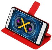 Cross Pattern TPU Bookstyle Wallet Case Hoesjes voor Huawei Honor 6X Rood