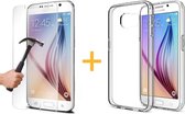 Samsung Galaxy S6 - Siliconen Transparant TPU Gel Case Cover + Met Gratis Tempered Glass Screenprotector 2,5D 9H (Gehard Glas) - 360 graden protectie