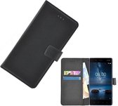 Zwart effen Wallet Bookcase Nokia 8 Hoesje