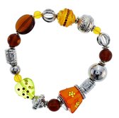 Elastische armband oranje met glaskralen