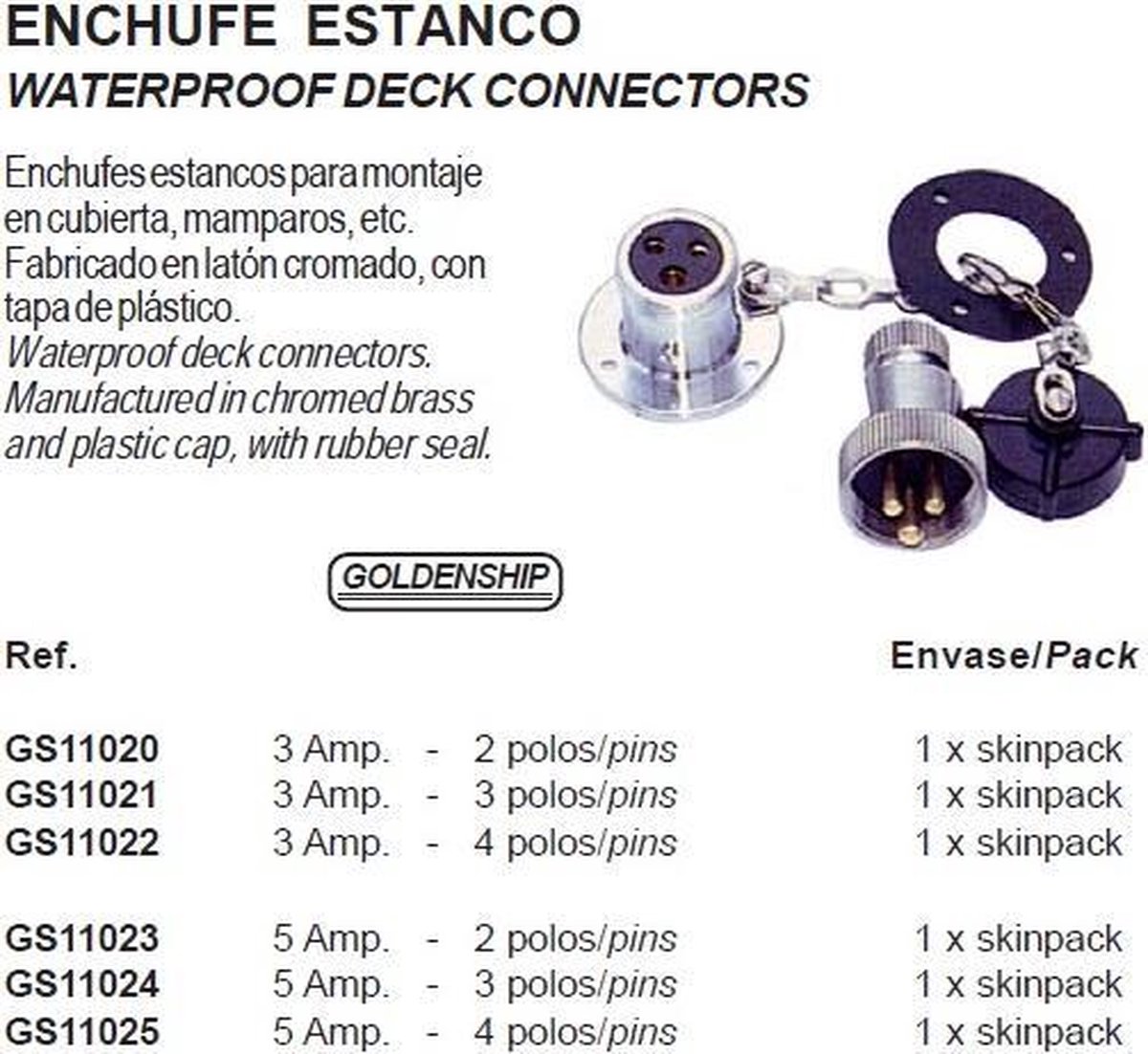Watervast dek connector 3 amp Pinnen 2 (GS11020)