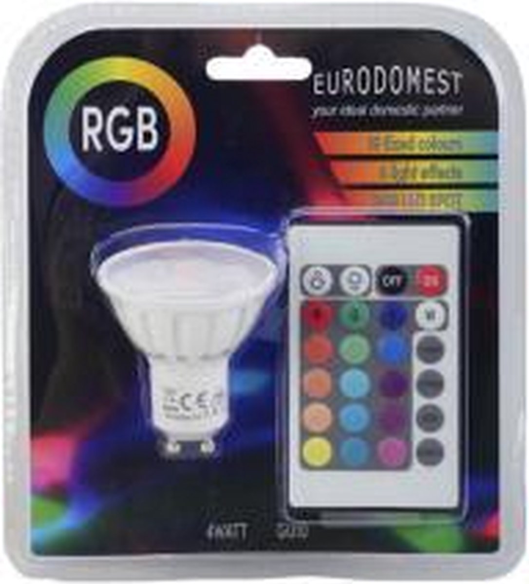 RGB LEDLAMP GU10 4W / RGB LED SPOT GU10 4W incl. afstandsbediening | bol.com