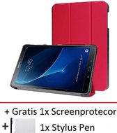 Smart Cover Book Case Hoes Geschikt Voor Samsung Galaxy Tab A 10.1 Inch SM-T580/SM-T585 - Tri-Fold Multi-Stand Flip Sleeve - Rood