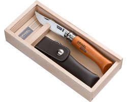 Opinel No.08 Zakmes - Carbon - Hout - Houten kistje