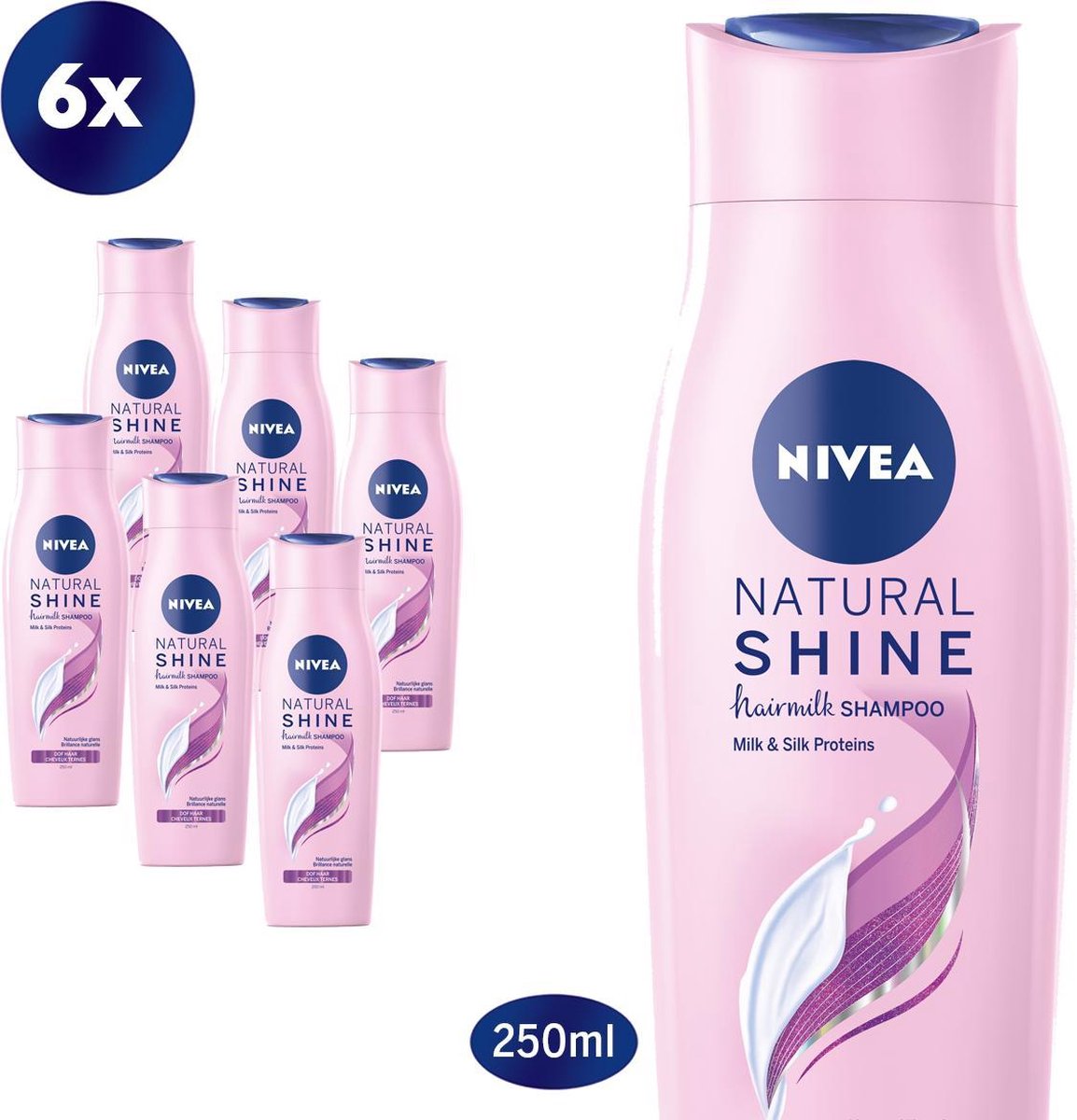 NIVEA Hairmilk Natural Shine 6 x 250 ml- Voordeelverpakking - Shampoo | bol