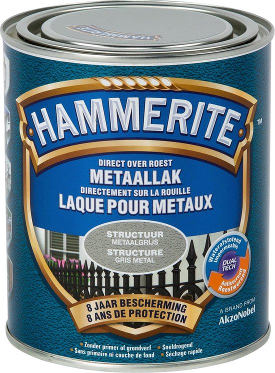 Hammerite Metaallak - Structuur - Metaalgrijs - 0.75L