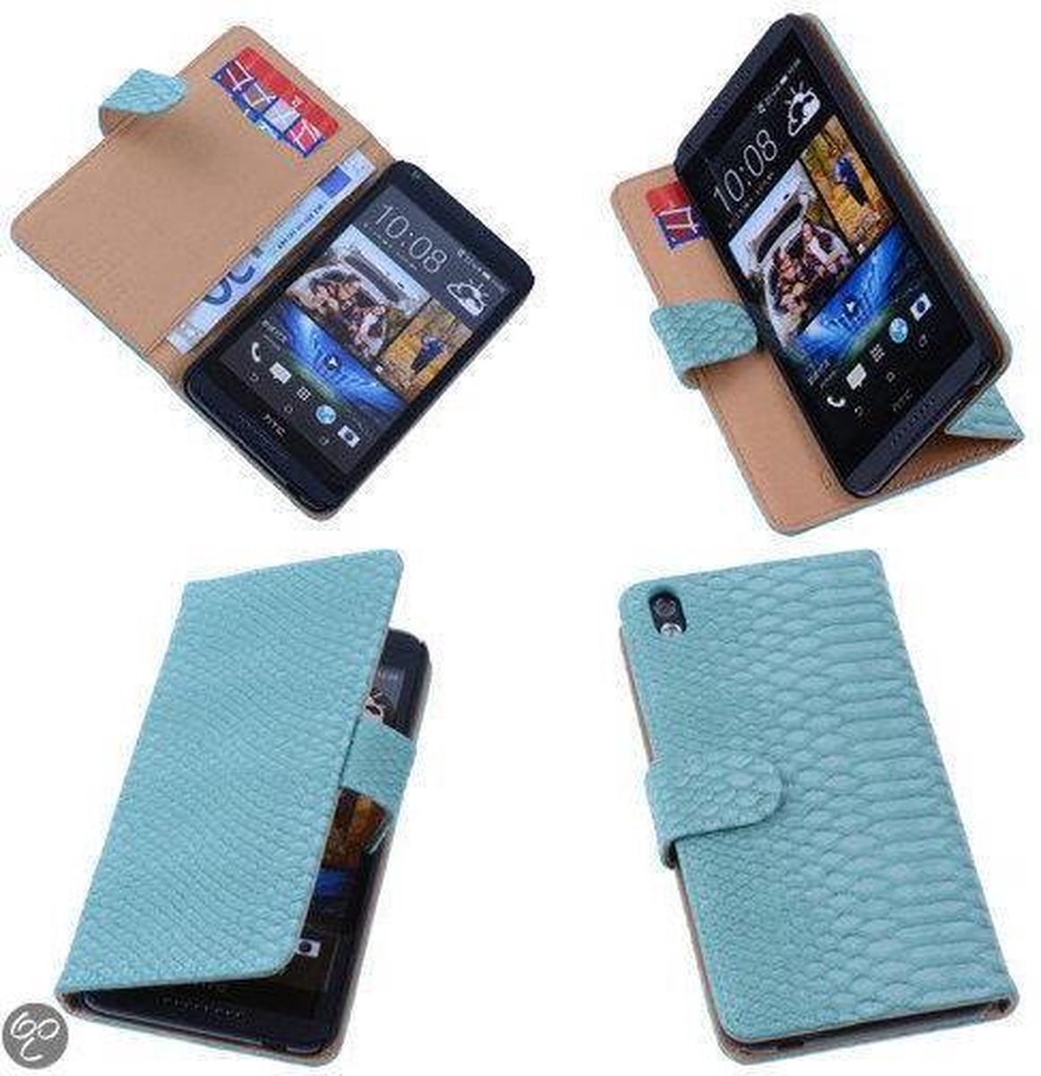"Bestcases ""Slang"" Turqoise Bookcase Cover Hoesje HTC Desire 816"