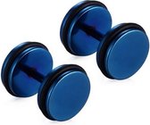 Dumbbell Stud oorbellen Edelstaal Blauw