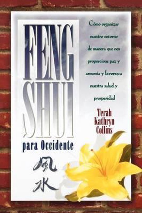 Boek "Feng Shui para Occidente" met een grote gele lelie en Chinese karakters.