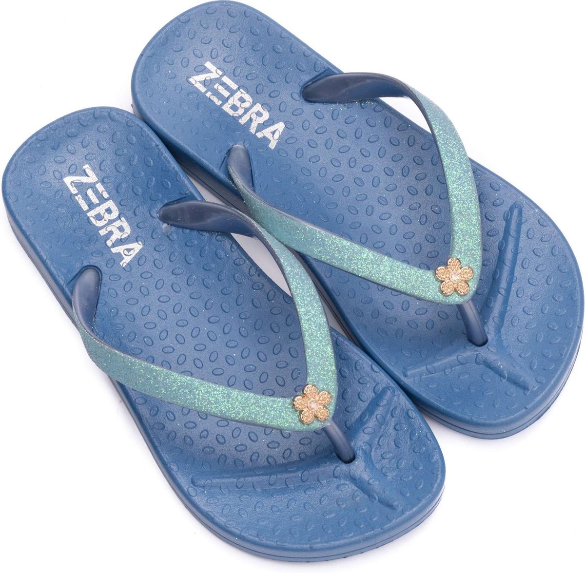 Zebra slippers blauw