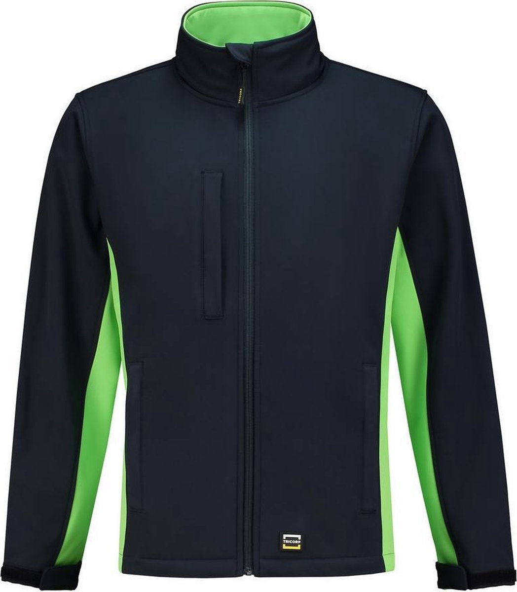 Tricorp soft shell jack bi-color - 402002 - navy / limoen - maat XS