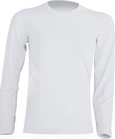 JHK kinder t-shirt lange mouw kleur wit maat 3-4 jaar (104) - Set van 2 stuks