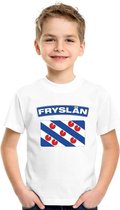 T-shirt met Friese vlag wit kinderen L (146-152)