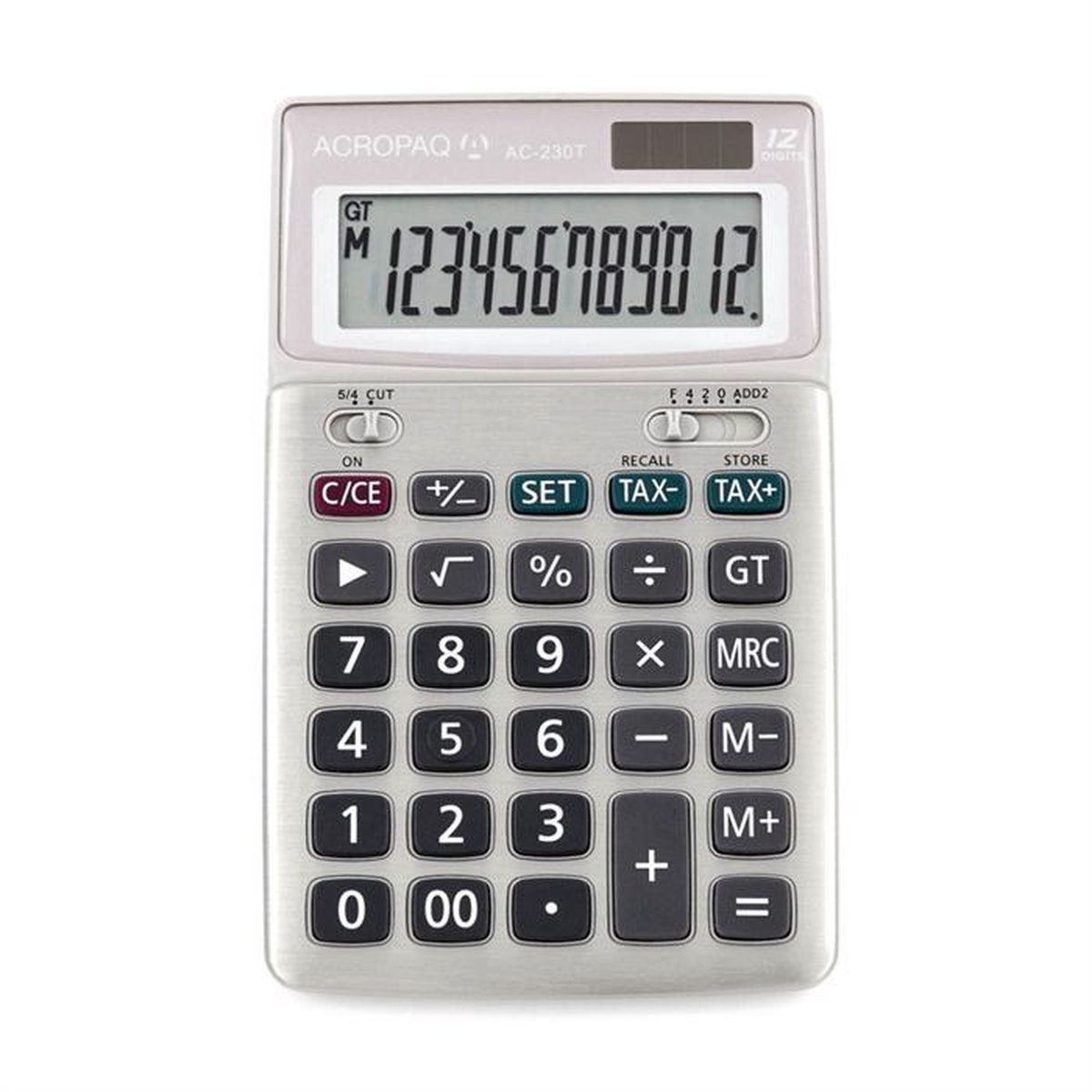ACROPAQ AC230T - Buro rekenmachine Scherm 12 grote cijfers TAX-functie