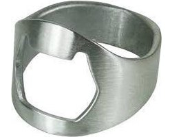 Barbuzzo Flessenopener ring - RVS - 1 maat