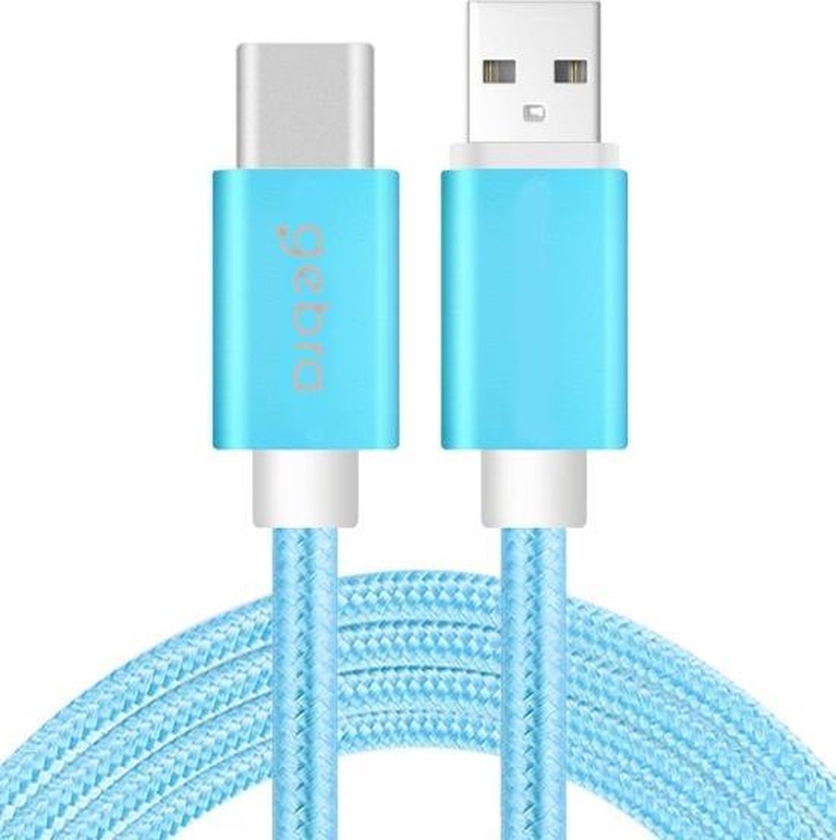 Gebra Gevlochten USB Type C Kabel naar USB Oplader o.a. Blackberry DTEK60 | 1 meter | Blauw | Topkwaliteit