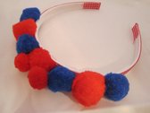 Diadeem/haarband "Dutchy" rood/wit/blauw, one size
