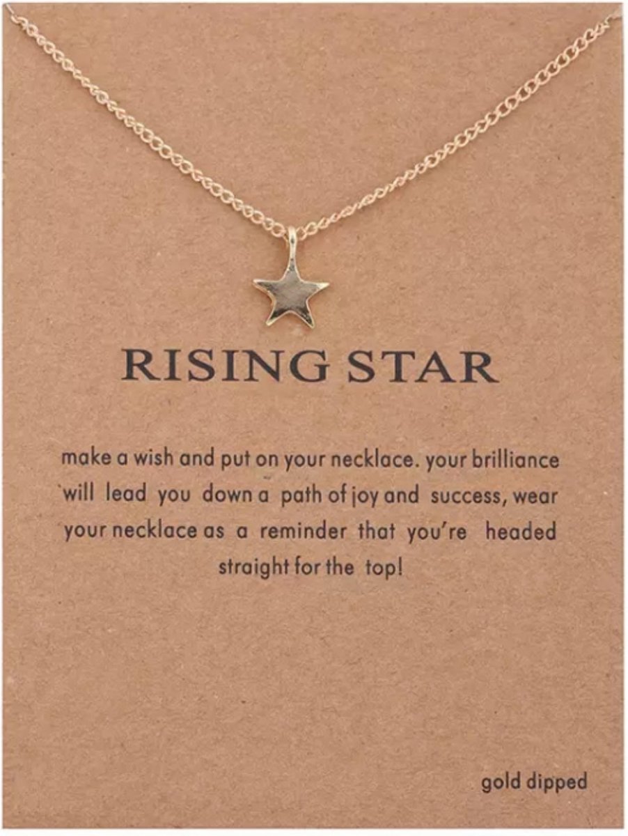 Wenskaart Life is magical - met vergulde ketting Ster - wenskaart positiviteit - Rising Star