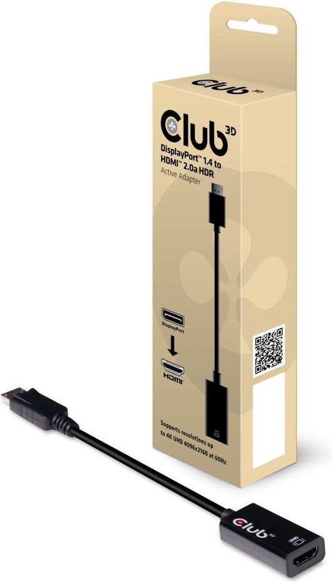 club3D CAC-1080 DisplayPort Adapter [1x DisplayPort stekker - 1x HDMI-bus] Zwart