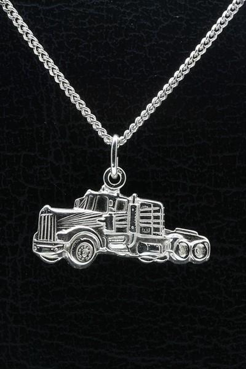Zilveren Truck ketting hanger