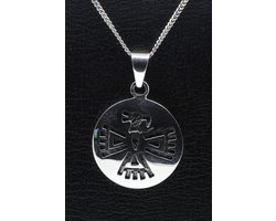 Zilveren Indiaan Adelaar rond hopi style ketting hanger