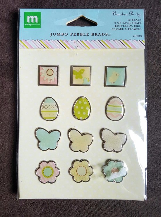 Garden Party 12 Brads Jumbo pebble brads