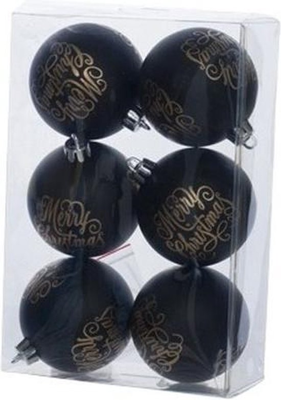 Kerstversiering zwarte kerstballen van kunststof 7 cm
