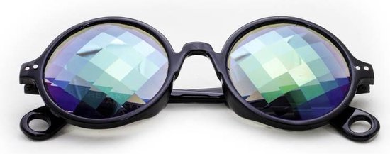 linnen Vervoer Hoelahoep Freaky Glasses® Caleidoscoop bril - spacebril - festival - little squares -  zwart | bol.com
