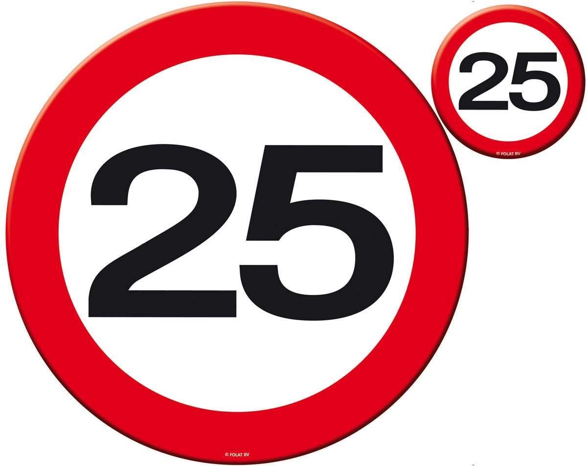 Placemats en Onderzetters 25 Jaar Verkeersbord 4st