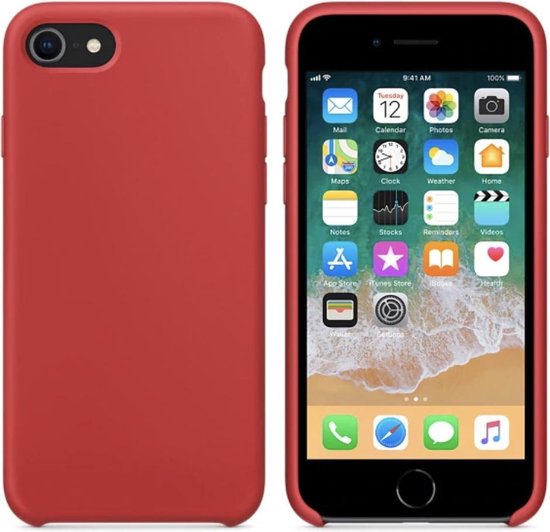schraper Rijk element Luxe siliconen hoesje - Rood - voor Apple iPhone 7 en iPhone 8 - suède  binnenkant | bol.com