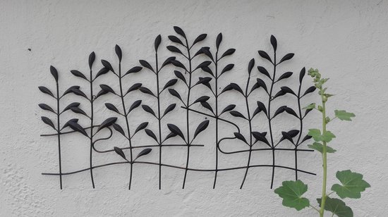 - wanddecoratie - bladeren - takjes - tuin metaal - zwart - 53 x cm | bol.com