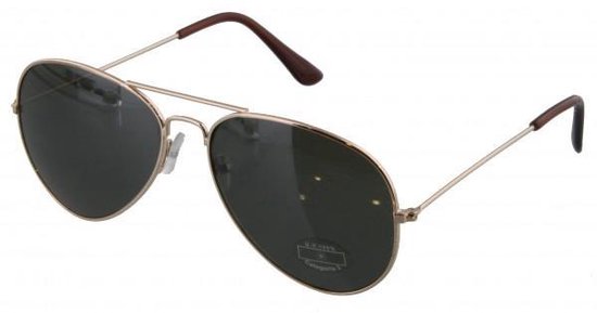 Pilotenbril, modieuze zonnebril met gouden montuur en donkere glazen van  het merk... | bol.com